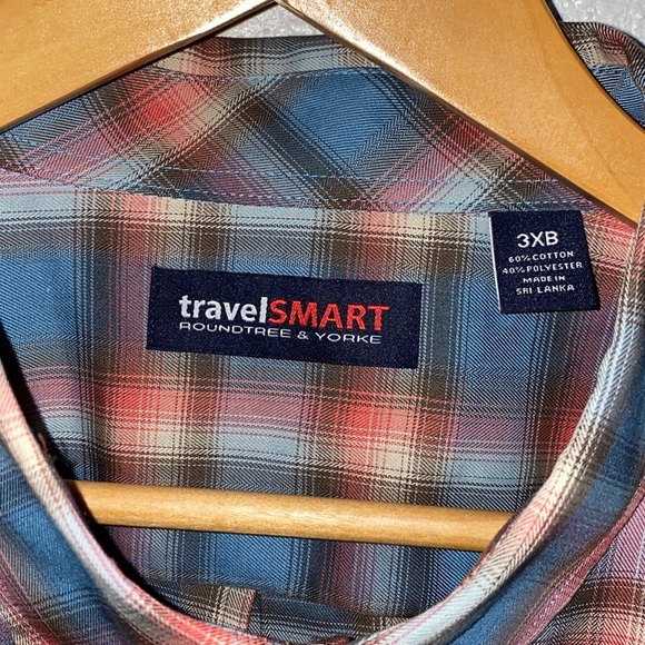 Roundtree & Yorke Travel Smart Multicolor Plaid Button-Down Shirt 3XB - Picture 2 of 5